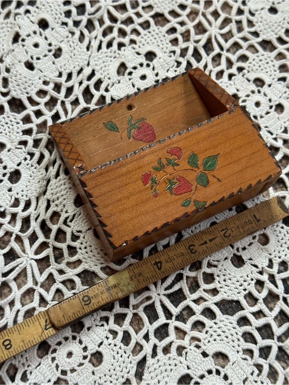 Vintage Hand-Painted Strawberry Wooden Wall Box